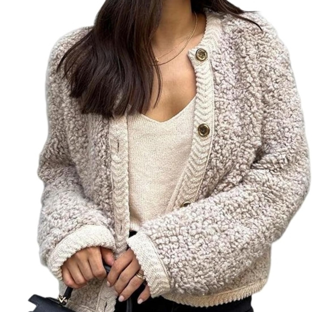 Amazon Fuzzy Cardigan Sweater Sz M